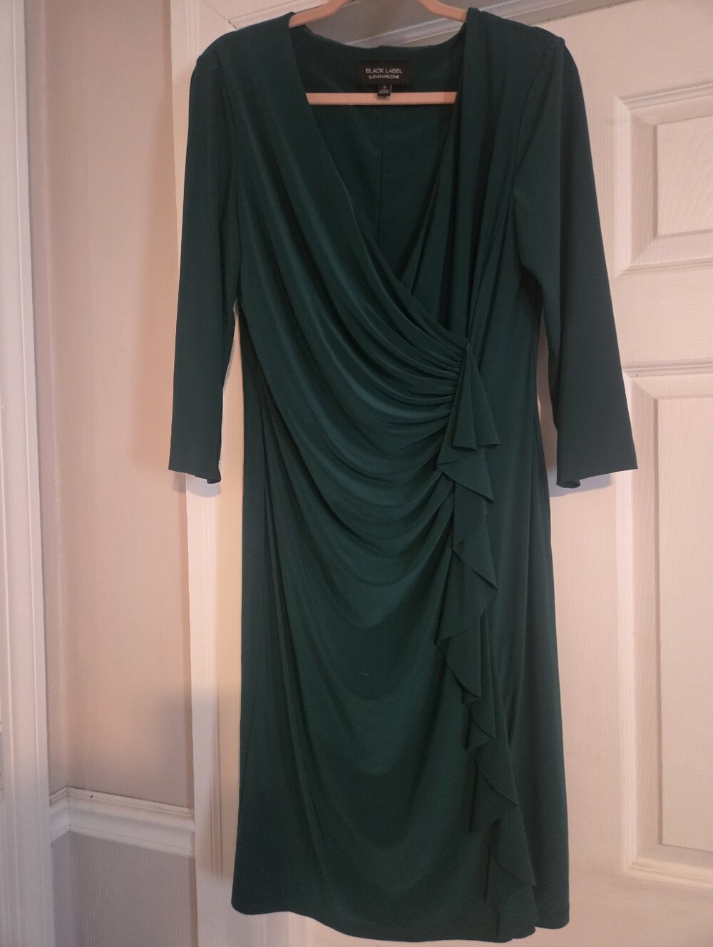 Black Label Deep Green Draped Midi Dress